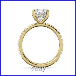2.17 Carat VS1 H Natural Cushion Cut Diamond Engagement Ring 14K Yellow Gold