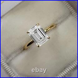 2.18Ctw Emerald Moissanite Hidden Halo Engagement Ring in 14K Yellow Gold Plated