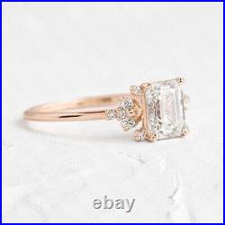 2.5 TCW Emerald Moissanite Unique Style Engagement Ring 14K Yellow Gold Plated