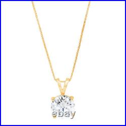 2.50Ct Round Cut 14k Yellow gold simulated diamond Solitaire Pendant 16 chain