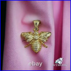 2 CT Genuine Moissanite Honey Bee Men's Fashion Pendant 14k Yellow Gold Finish