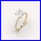 3.2 carat Cushion Cut Engagement Ring Real Mined Diamond in 14k Yellow Gold