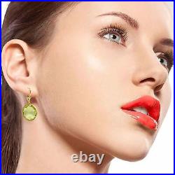 36.0 Carat 14K Yellow Gold Leverback Gemstone Earrings Lemon Quartz Gemstone