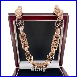 3D Rose Gold 18K GF Stars and Bars Chain Necklace Gift Men Women Gents Filled