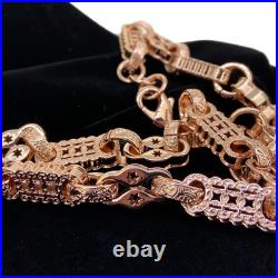 3D Rose Gold 18K GF Stars and Bars Chain Necklace Gift Men Women Gents Filled