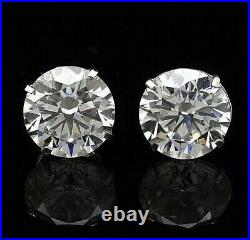 4.00 Ct Round Cut Moissanite Earrings 14k Solid White Gold Studs 8mm Screw Back