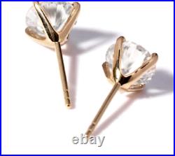 4Ct Round Cut Lab Created Diamond Solitaire Stud Earrings 14K Yellow Gold Over