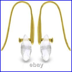 6.0 Carat 14K Yellow Gold Fish Hook Earrings with Dangling Briolette White Topaz