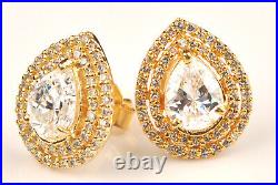 6.00 Carat Pear Cut Solitaire With Accents Anniversary Studs In 14KT Yellow Gold