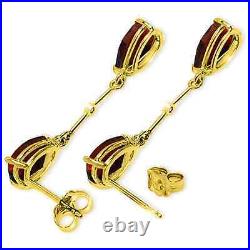 6.01 Carat 14K Yellow Gold & Garnets Diamonds Dangling Gemstone Earrings