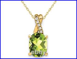 7/10 Carat (ctw) Green Peridot Pendant Necklace 10K Yellow Gold