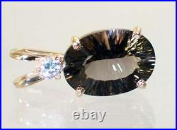 7 carat SMOKY QUARTZ 14x10mm 14k Yellow Gold Ladies Pendant Handmade. P019