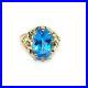 8.70 Carat Natural Blue Topaz Solitaire Ring Yellow Gold Plated Silver ring s514