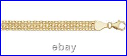 9CT GOLD BRACELET 7.5 inch FLAT WOVEN UK HALLMARKED 9 CARAT YELLOW GOLD NEW 6mm