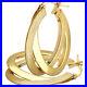 9ct Yellow Gold Double Twist Frosted Smooth Flat Hoop Women's Earrings Elegano
