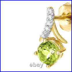 9ct Yellow Gold Peridot and Diamond Crossover 1cm Height Stud Earrings by Naava