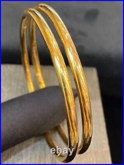 Beautiful Dubai Handmade Pipe Bangles Bracelets In 916 Solid 22Karat Yellow Gold