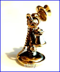 Candlestick Telephone 9ct 9 Carat Solid Gold Retro Charm Fob Pendant Victorian