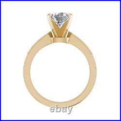 Cathedral 0.9 Carat VS1/H Round Cut Diamond Engagement Ring Yellow Gold Treated
