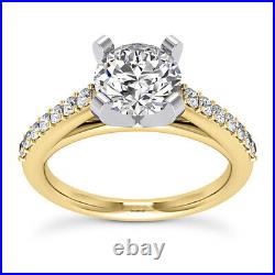 Cathedral Solitaire 3.69 Carat VS2/I Round Diamond Engagement Ring Yellow Gold