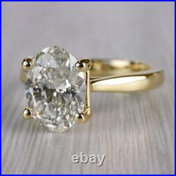 Certified GIA Solitaire 4.00 Carat SI1 Oval Cut Diamond Engagement Ring 14K Gold