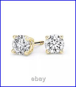 Christmas Special -0.30 Cts Round Diamond Stud Earrings Yellow gold
