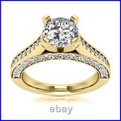 Classic Solitaire 2.15 Carat VS1/H Round Cut Diamond Engagement Ring Yellow Gold