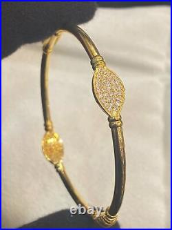 Classy Dubai Handmade Zircon Bangle Bracelet In 916 Stamped 22Karat Yellow Gold