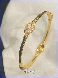 Classy Dubai Handmade Zircon Bangle Bracelet In 916 Stamped 22Karat Yellow Gold