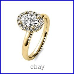 Classy Halo 1.19 Ct I VS1 Natural Oval Cut Diamond Engagement Ring Yellow Gold
