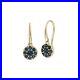 Cluster Round Sapphire Circle Fish Hook Drop Earrings in 9ct Yellow Gold