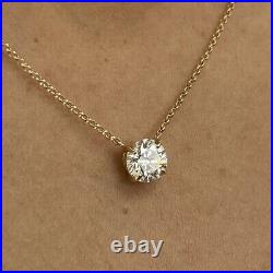 Diamond Pendant Certified Necklace Round VS1 E 1.5 CT Labcreated Yellow Gold 14k