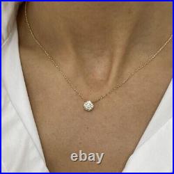 Diamond Pendant Certified Necklace Round VS1 E 1.5 CT Labcreated Yellow Gold 14k