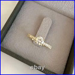 Engagement Ring 0.71 Carat IGI GIA Lab Created Round Cut Diamond 18K Yellow Gold