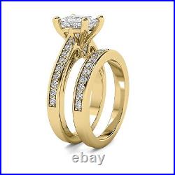 GIA! Solitaire Matching Set 2.79 Ct H VS1 Princess Cut Diamond Engagement Ring