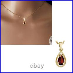 Gemstone Chain Necklace Pendant Red 333 Genuine Gold Women's 8Carat Drops