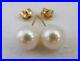HS Round South Sea Cultured Pearl 10mm 14K Yellow Gold Stud Earrings Top Grading