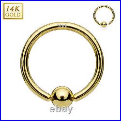 Hoop Ring 14K Solid White Gold and Yellow Gold with Fixed Ball Nose Ring Nipple
