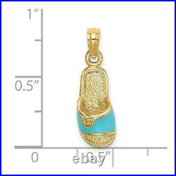 Ice Carats 14k Yellow Gold 3d Aqua Enamel Summer Slipper Necklace Charm Pendant