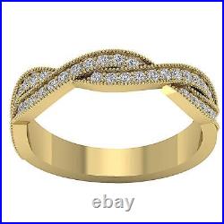 Knot Anniversary Wedding Ring SI1 F 0.46 Carat Round Cut Diamond 14K Yellow Gold