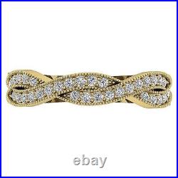 Knot Anniversary Wedding Ring SI1 F 0.46 Carat Round Cut Diamond 14K Yellow Gold