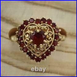 Lab Created Garnet 3Ct Heart Shape Engagement Ring 14K Yellow Gold Plated Silver