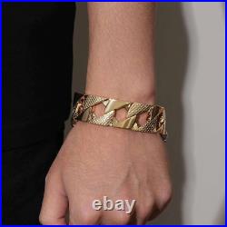 Luxury 18K Gold GF 22mm Lizard Patterned Chaps Snake Cuban Curb Bracelet