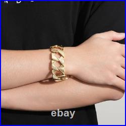 Luxury Heavy 18K Gold 27mm GF Bark Chaps Cuban Curb Bracelet