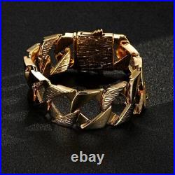 Luxury Heavy 18K Gold 27mm GF Bark Chaps Cuban Curb Bracelet