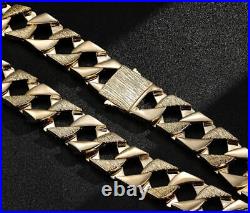 Luxury Heavy 27mm 18K GF Gold Bark Chaps Cuban Curb Chain Upgraded