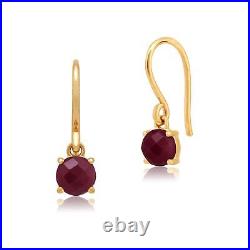 Modern Round Ruby Checkerboard Drop Earrings in 9ct Yellow Gold