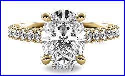 Natural 1.58 Carat F VVS2 Solitaire Oval Cut Diamond Engagement Ring Yellow Gold