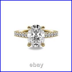 Natural 1.60 Carat H VS2 Solitaire Oval Cut Diamond Engagement Ring Yellow Gold
