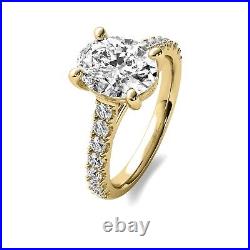 Natural 1.60 Carat H VS2 Solitaire Oval Cut Diamond Engagement Ring Yellow Gold